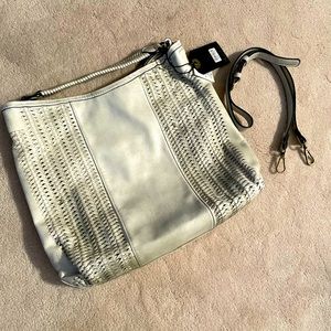 Luxurious feel gray, leather hobo bag. NWT!